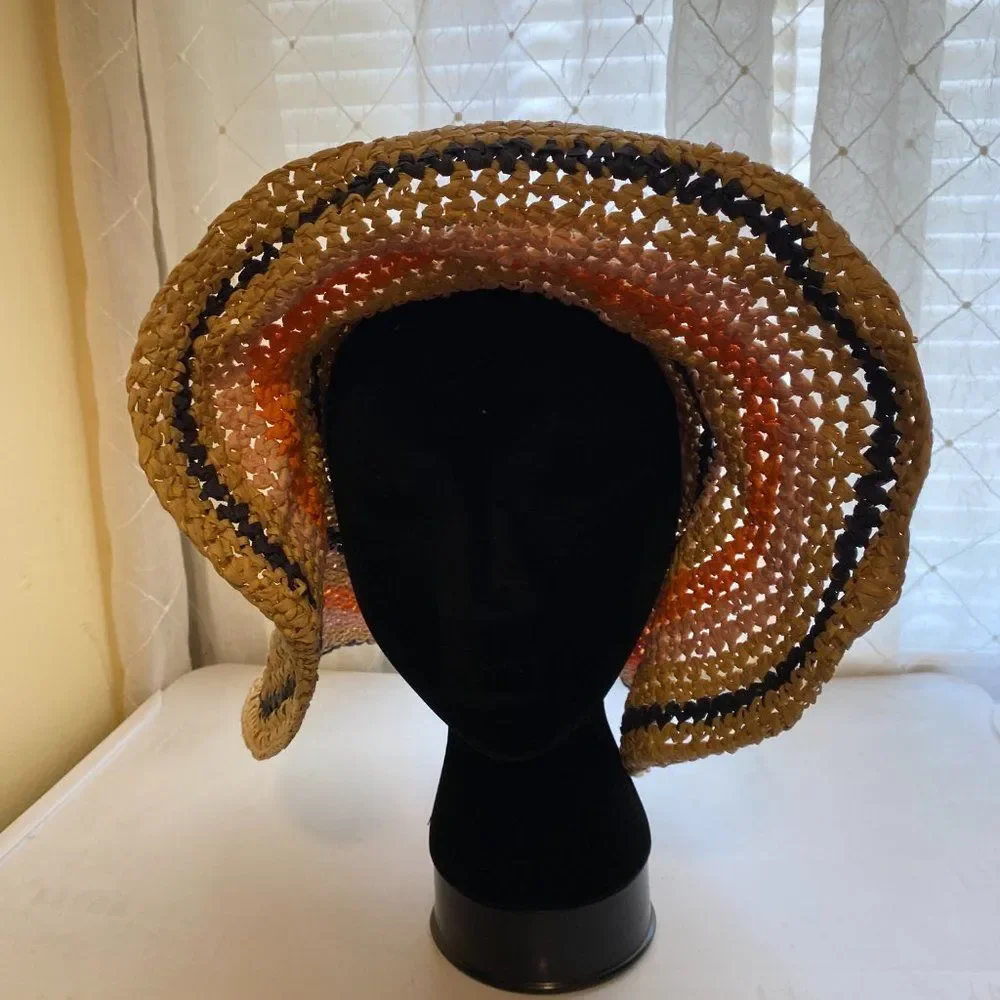 American Eagle Rafita Crochet Boho Floppy Summer Wide Brim Womens Hat One Size